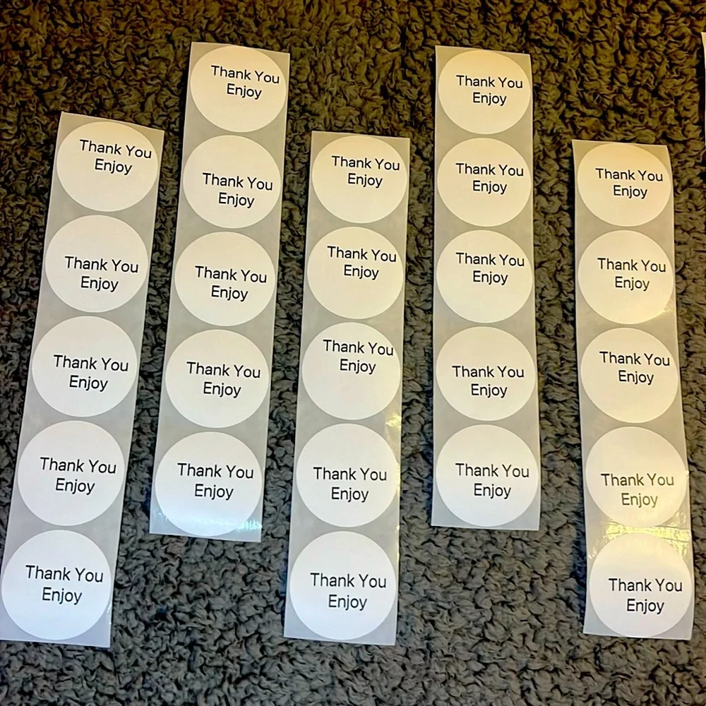 Hand Crafted Thank You Stickers 2” White Color 50 Total